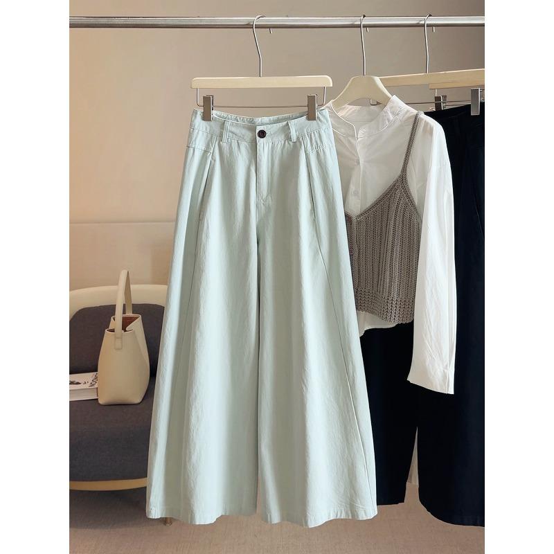 Washed Cotton Drape and Thin High-waisted Casual Wide-leg Pants Women's Spring and Autumn New Korean Version of Versatile Commuter Loose Trousers