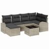 7 Piece Sofa Set with Cushions and Storage Light Grey Poly Rattan