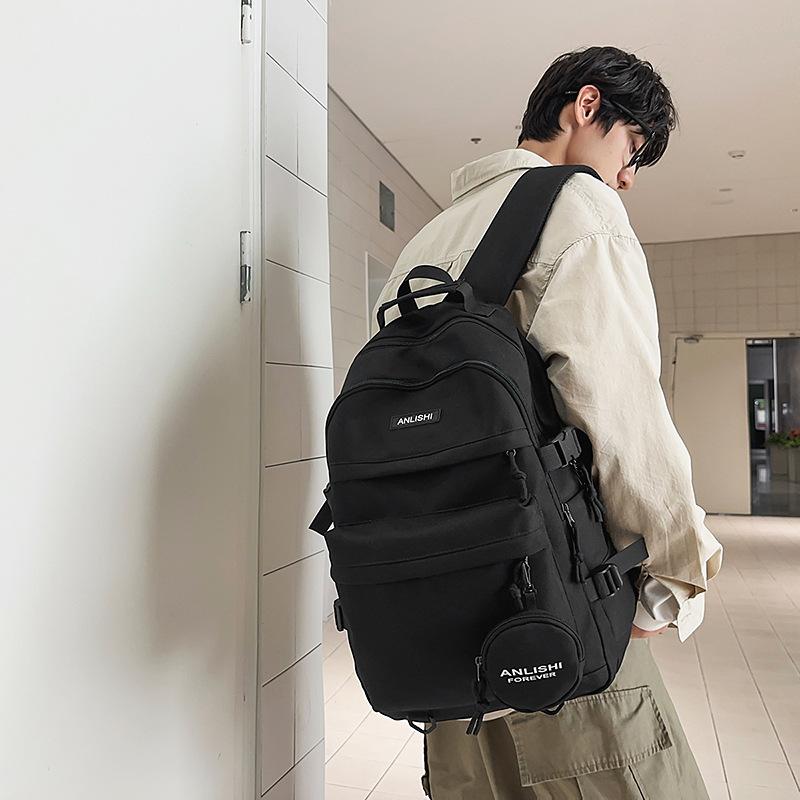 Schoolbag Backpack Men's and Women's Large Capacity Simple Student School Bag Lightweight Travel Bag Commuter Computer Backpack School Bag