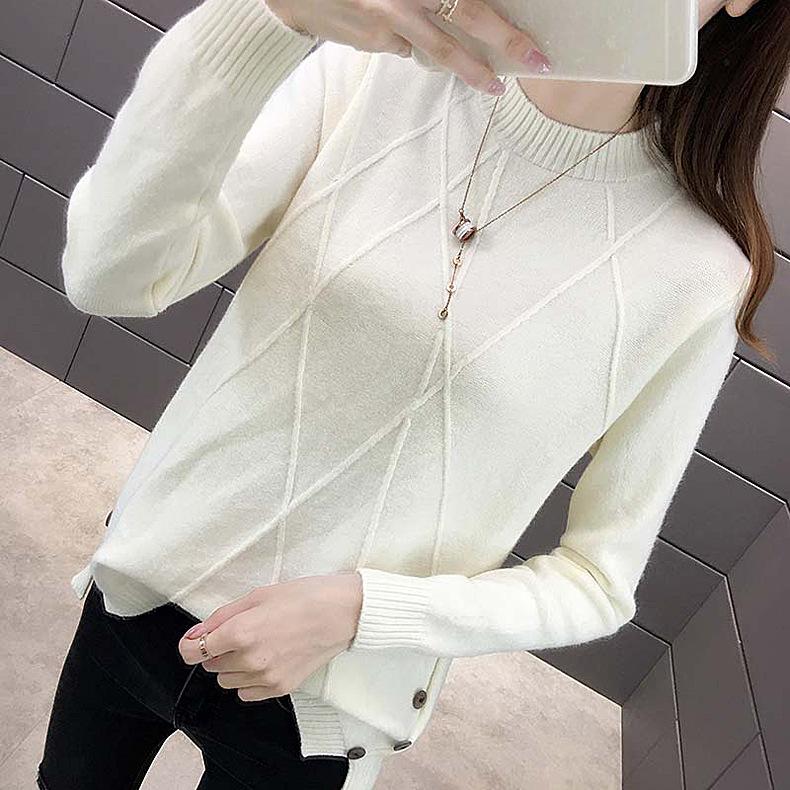 Autumn and Winter Women's Sweater Half High Collar Long Sleeve Versatile Knitted Shirt for Women