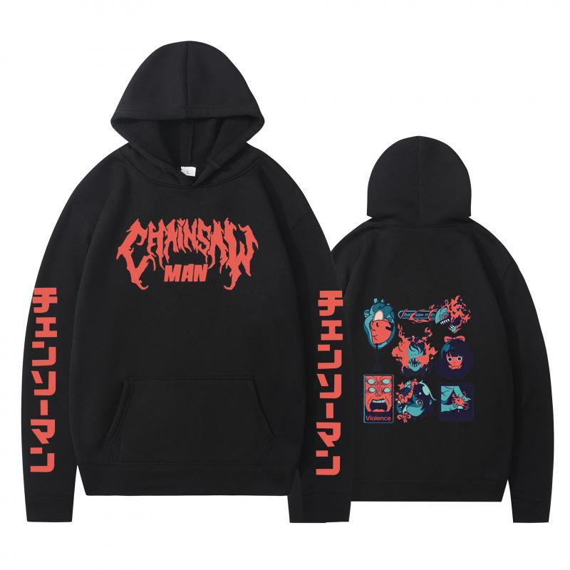 Autumn Winter Fashion Casual Hoodie Cartoon Anime Small Item Icon Double sided Printed Men's womens Loose Sports Hoodie