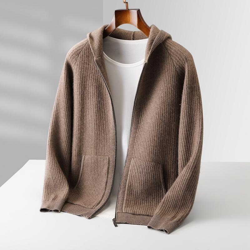Felpa Cardigan con Zip Spessa da Uomo Maglione Lavorato a Maglia in Lana Merino Casual Larga Autunno Inverno Felpa Calda Giacca a Manica Lunga