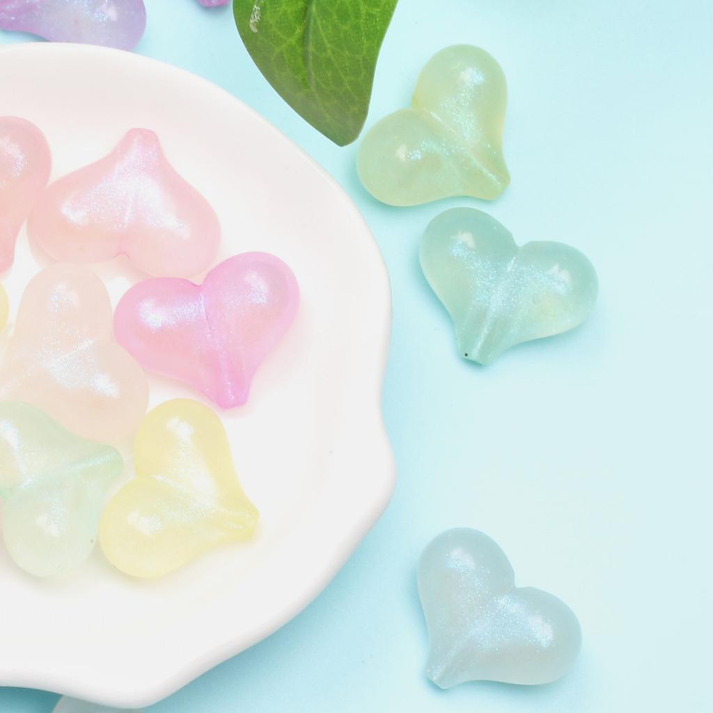 Hanmade DIY Vertical Hole Heart Beads for Jewelry Making Necklace Horizontal Hole Bowknot Beads 20Pcs Pendant Accessories Fluorescent Color Fashion