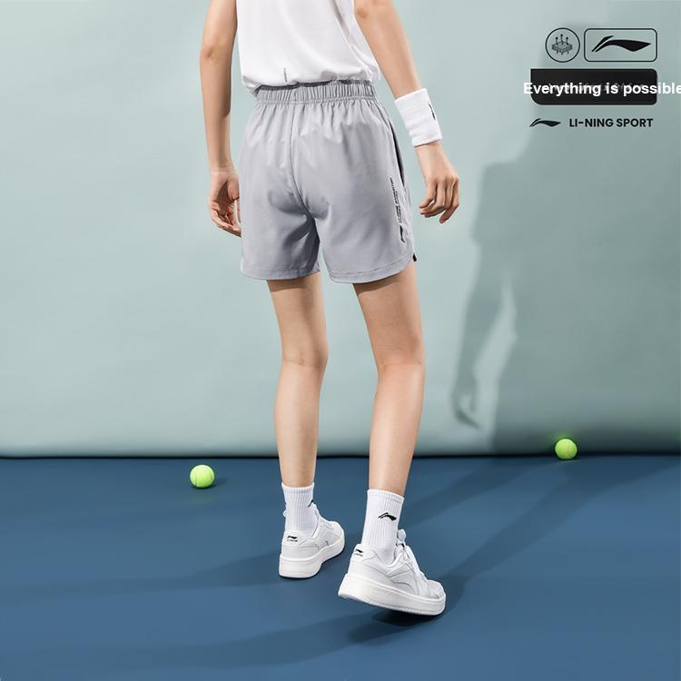 Li Ning Badminton Series Breathable Lightweight Casual Shorts Women Shorts Gray AAPU170-2