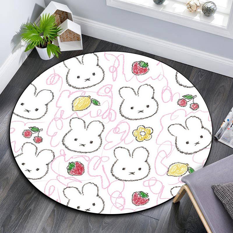 Miffy,Round Area Rug,Carpet Rug for Living Room Bedroom Sofa Playroom Decor,Non-slip Floor Mat