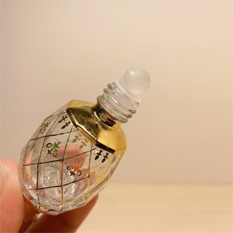 8ml galvanisierte, gravierte Roll-on Flasche, Parfümölflasche im nahöstlichen Stil mit goldener Kronenkappe, tragbar, nachfüllbar
