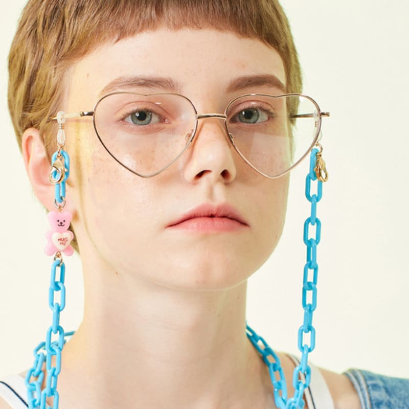 

MYBOO MY Маска с плюшевым мишкой + Цепочка для очков - нежно-голубой babyblue