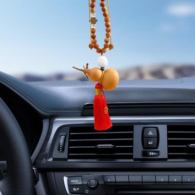 Car Rearview Mirror Pendant Gourd Hanging Ornament Wooden Bead Charms for Window