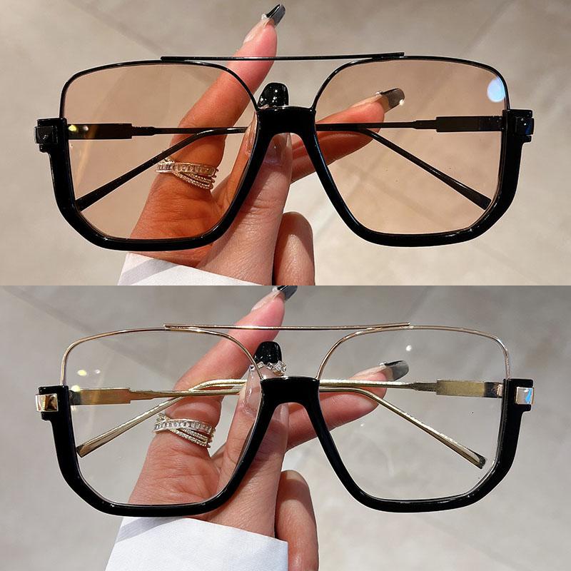 2 Pairs Per Set Square Sunglasses Fashion Vintage Double Bridge Casual Sun Glasses Women Stylish Oversized Brand Design Shades