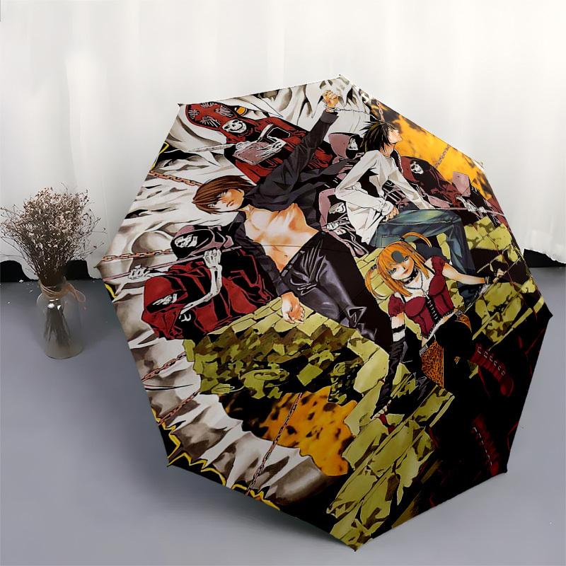 1pc Death Note: L Lawliet & Light Yagami Outdoor Umbrella - Automatic Opening/Closing, Portable 3-Fold Design, Iron Frame, Perfect Gift for Fans, Trav