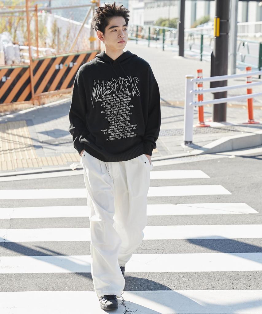 WEGO Unisex Strick-Hoodie mit Grafikprint, lässige koreanische Übergröße, Schwarz, Kapuze, Streetwear für Frühling/Herbst/Winter, Stil, Passform, Geschenk, Herren, M,