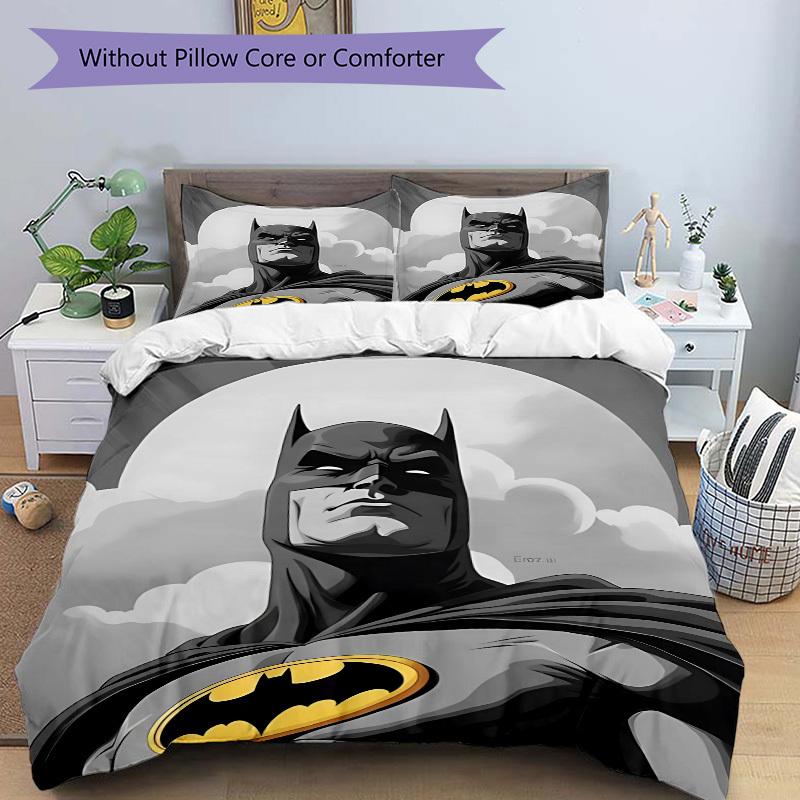3pcs Batman Symbol Duvet Cover Set, 1 Duvet Cover + 2 Pillowcases (No Insert), High-Definition Print for All Seasons,Durable yy251103007