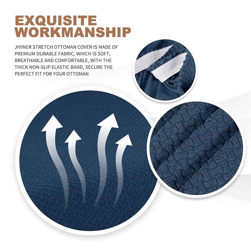 1PC Rectangle Protector Elastic Jacquard All-inclusive Ottoman Cover Solid Color Home Decor Anti Slip Footstool Cover