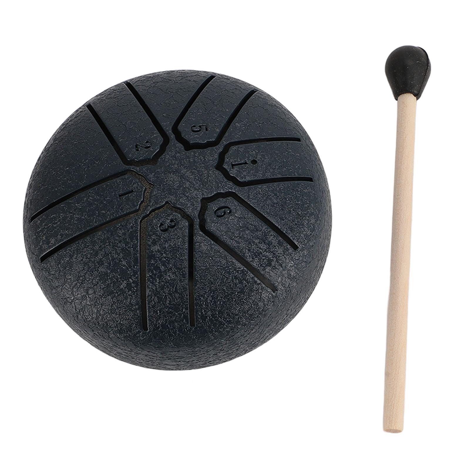 

3-дюймовый стальной барабан для языка 6 тонов Мини-барабан для медитации, исцеления разума и тела, йоги, перкуссии I Navy Blue