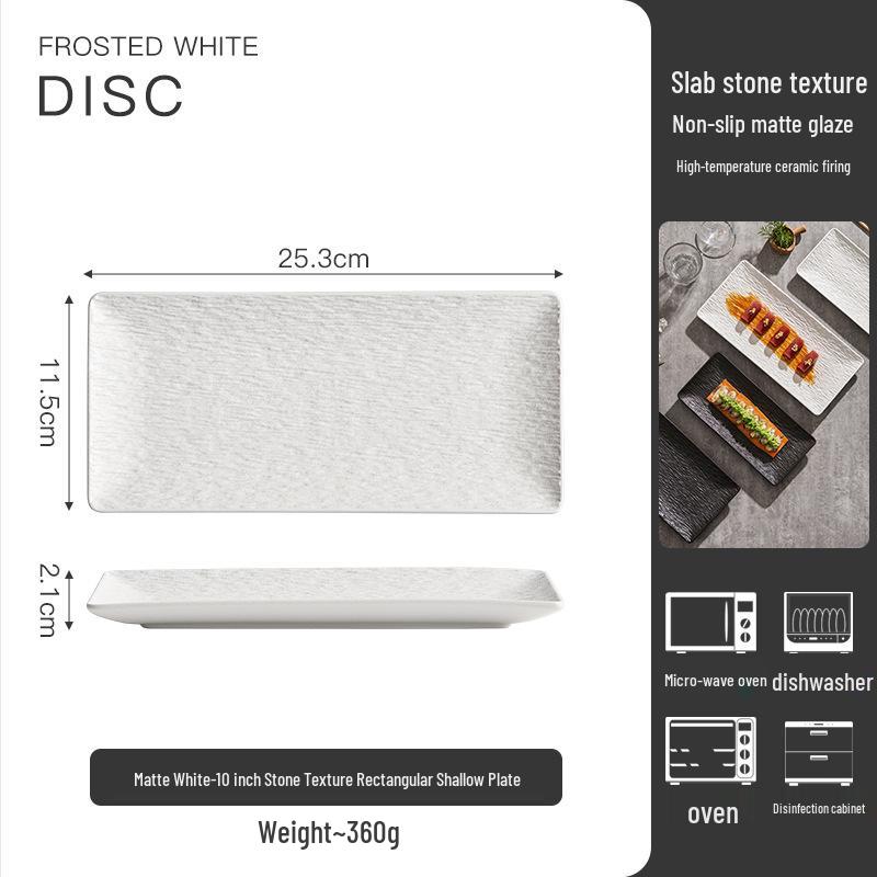 Ceramic Luxury Rectangular Plate for Sushi, Western Dishes, and More