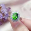 Elegant Green Tourmaline & Zirconia Adjustable Open Ring for Women