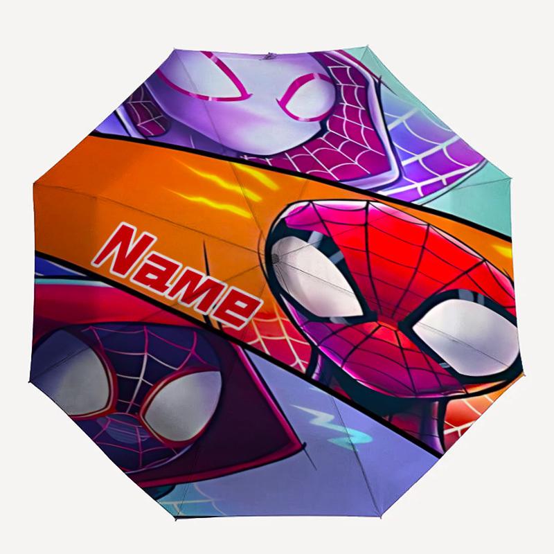 

1pc Spider-Man Custom Name Automatic Folding Umbrella - Compact 8-Rib Design, Durable Plastic & Iron, Daily Use 018