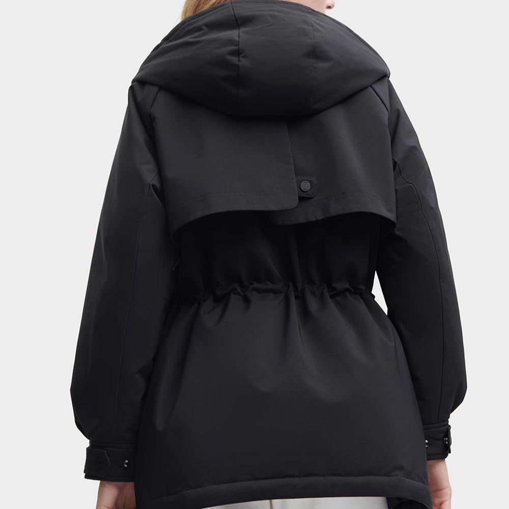 Fila 2023 Winter New Fashion Simple Loose Warm Hooded Jacket Women Outerwear Black F11W348906F-BK