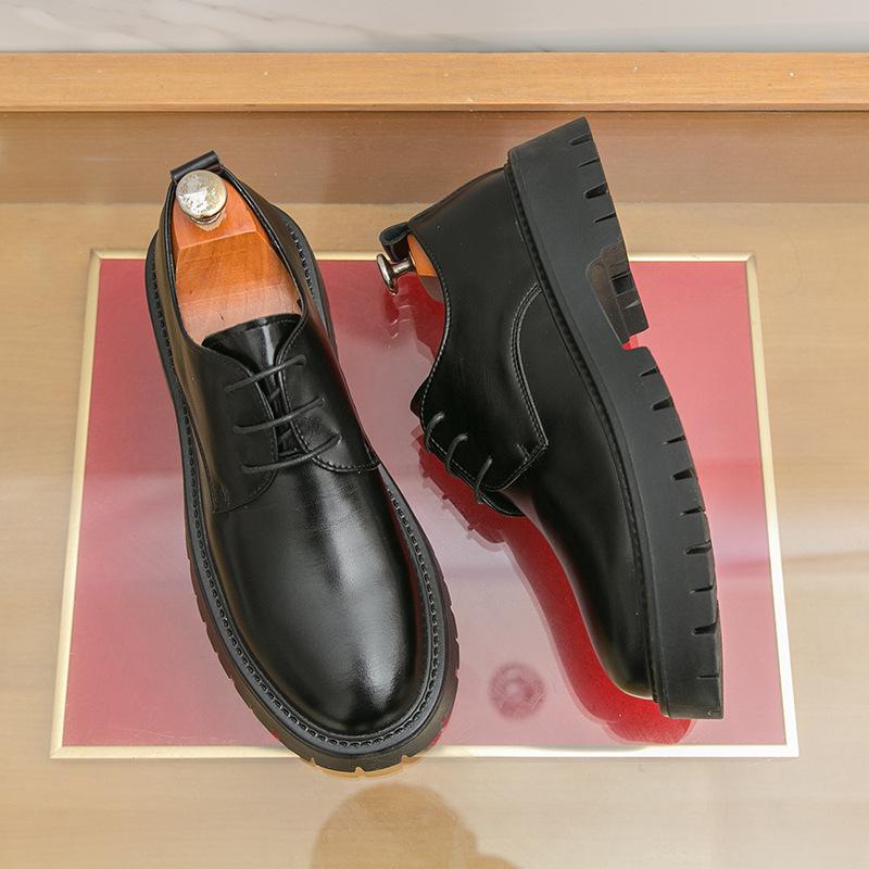 Men's Shoes Business Leather Shoes Men's Formal Casual Shoes Trend British Style Men's Loafers Platform Beanie Shoes Men