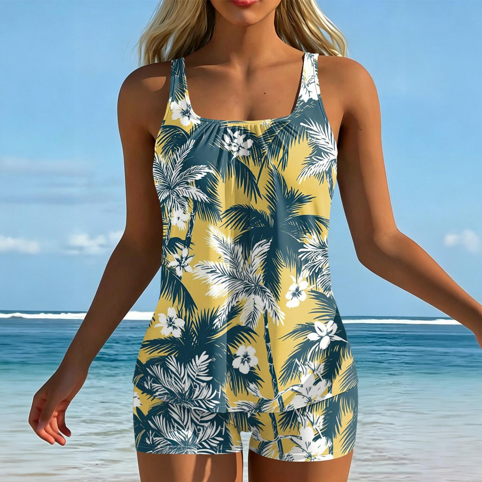 

Women s Printed Split Swimsuit Sport Swimsuit Two-Piece Set XXL