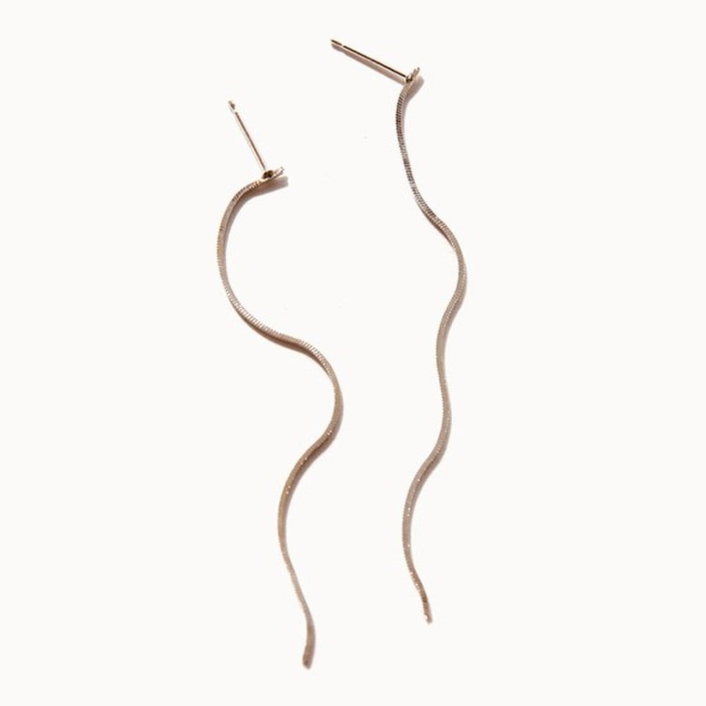 J.Lauren 01M01349 Snake Chain Long Silver Drop Earrings