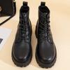 Fashion Genuine Leather Ankle Boots Women Autumn 2025 New Double Zipper Women's Ankle Boots Platform Thick Heel Motorcycle Boots Women