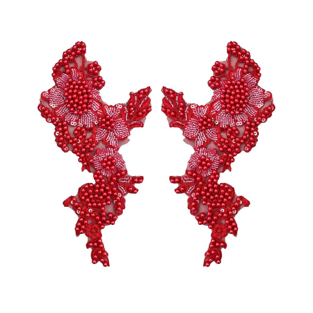 Solid Color Bead Embroidery Flower Cloth Sticker Lace Decoration Wedding Dress Skirt Clothing Diy Jewelry Accessories