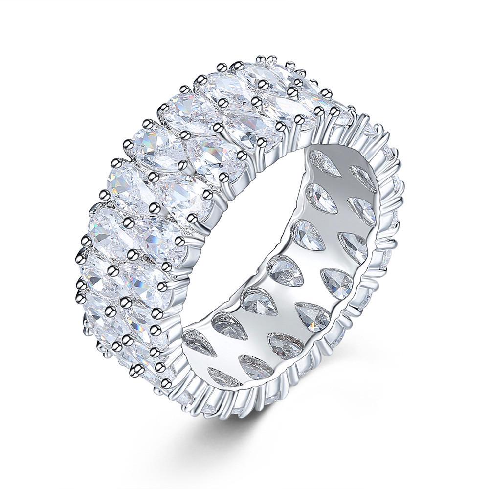 Fashionable Double-Row Zircon Waterdrop Ring for Women
