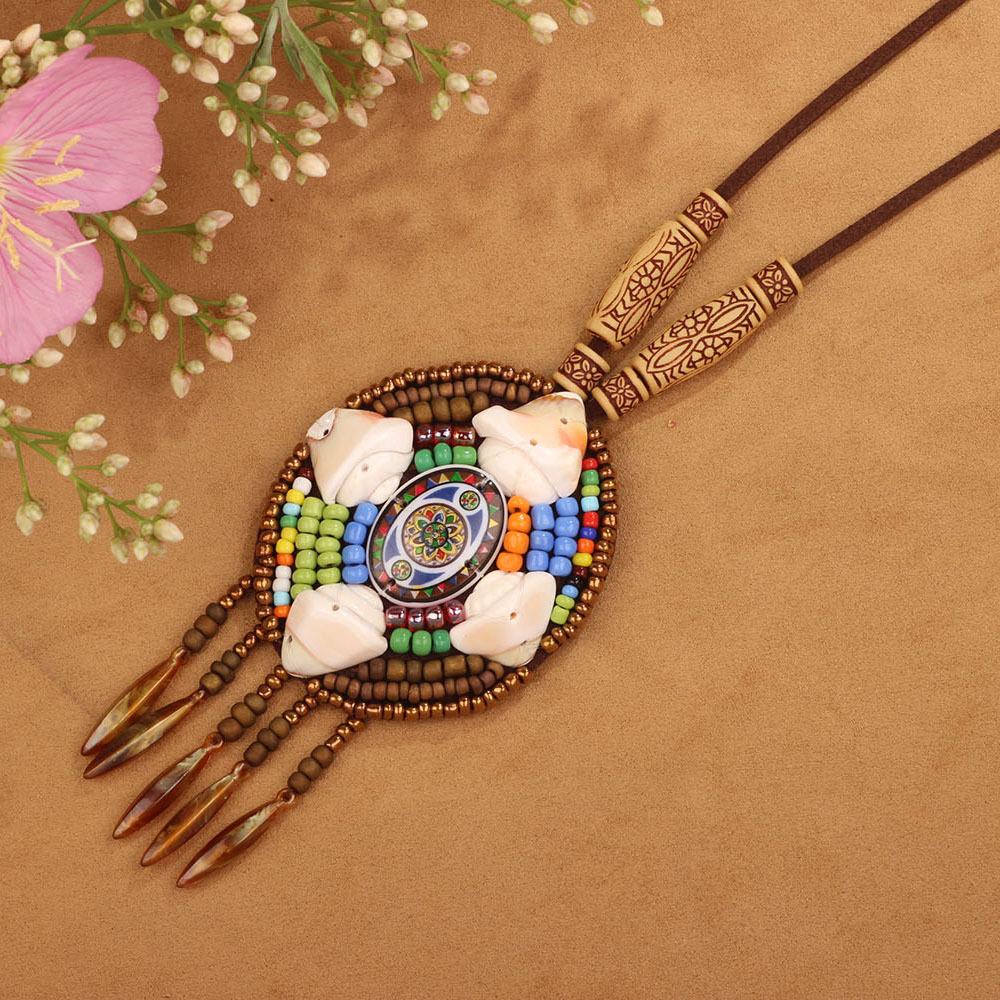 Bohemian Ethnic Retro Necklace, Sweater Chain, Tassel Pendant, European and American Bright and Fashionable Accessories