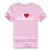 ICH LIEBE HERZ BLONDINEN BLONDES HAAR T-Shirt Boyfriend BF Geschenk Humor Lustig Buchstaben Aufdruck Spruch Tee Blondes Haar Kurzarm Oberteile
