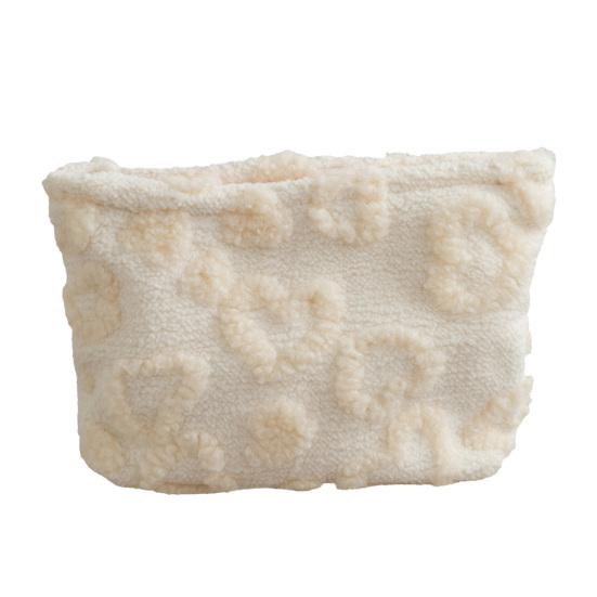 Fuzzy Heart Heart Pattern Makeup Bag Women Cosmetic Pouch Girls Cute Plush Clutch Zippered Bag Cosmetics