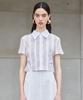 Baitalssain [Line] Two Button Stripe Blouse (Stripe)
