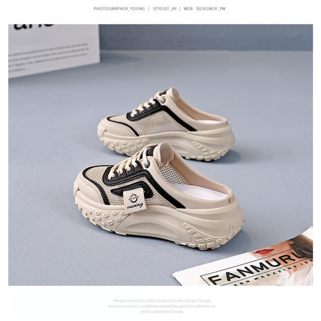 Lässige Halbschuhe Damenschuhe für Sommer-Outdoor-Bekleidung, Ein-Fuß-Faulschuhe, Sportschuhe, Mesh-Kühle Hausschuhe