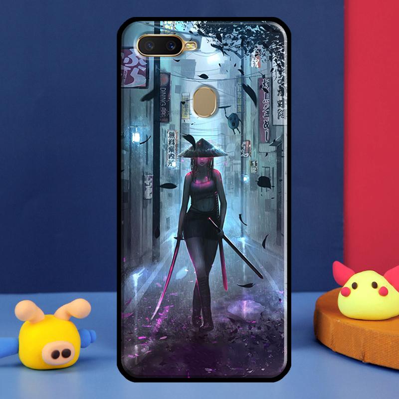Anime Girl Samurai Case For Oppo A16 A76 A96 A58 A78 A98 A5 A9 A91 A15 A17 A77 A52 A72 A74 A94 A54S A57S Cover