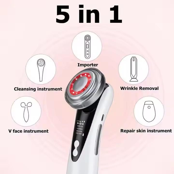 Multi-functional Beauty Device: Red/Blue Light Facial Cleanser and Eye Massager
