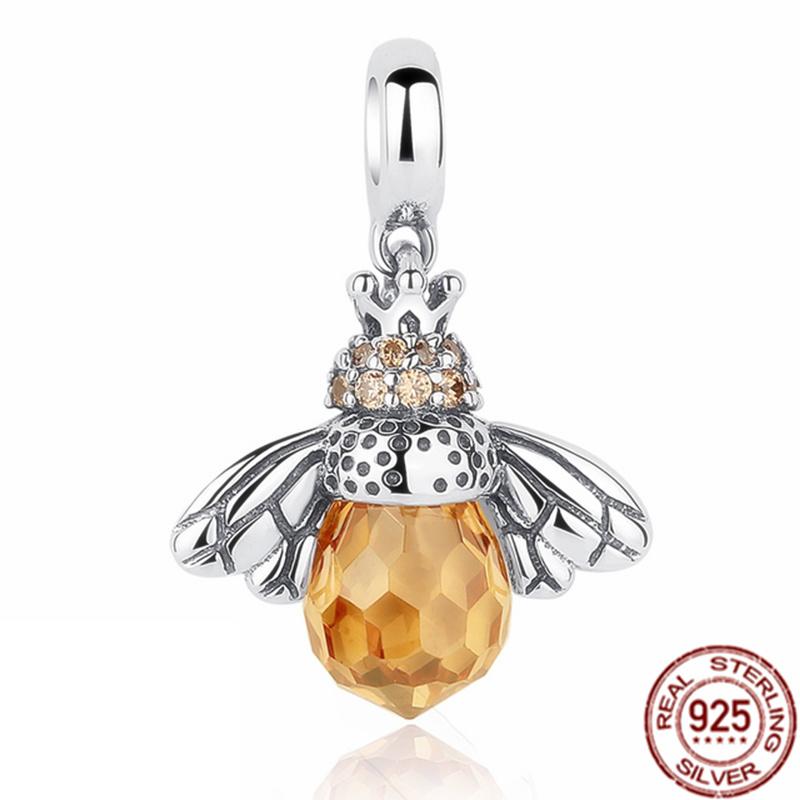 Röd nyckelpiga hummer & glöd-i-mörkret Firefly Dangle Charm 925 Sterling Silver Smycken Pärlor Passar Original Fasion Armband