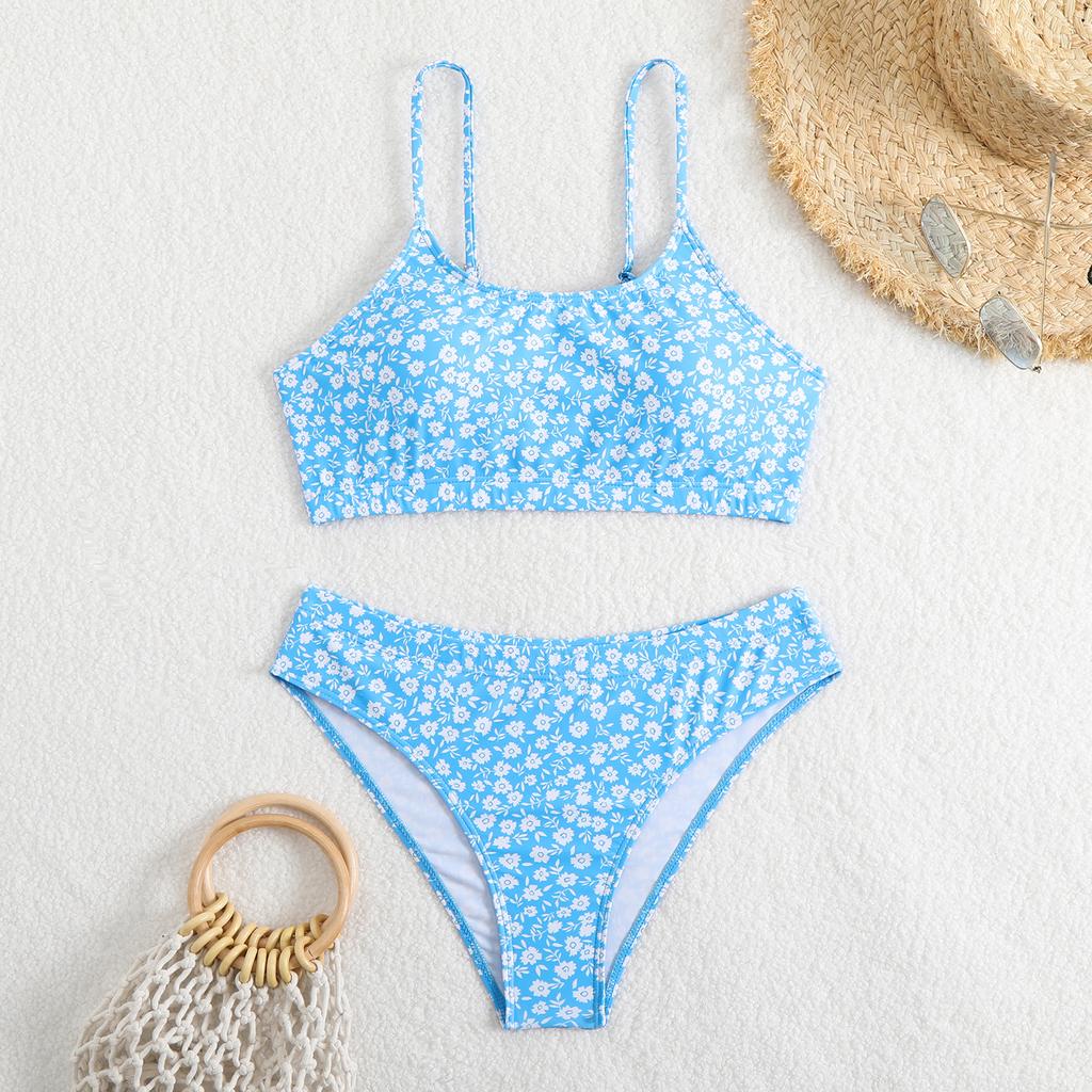European and American Sexy Swimsuit Suit Split Swimsuit Women and Girls Floral Bikini Three-point Underwear