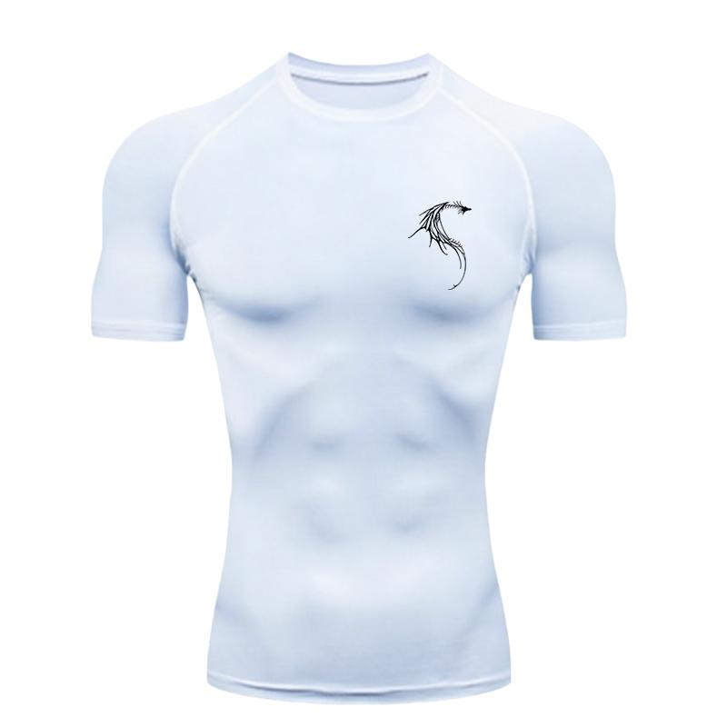 Dragon Pattern Men's Sports T-shirt Training Fitness Compression Short Sleeve Men's Fitness Athletic Tees Rashguard Sports Men's