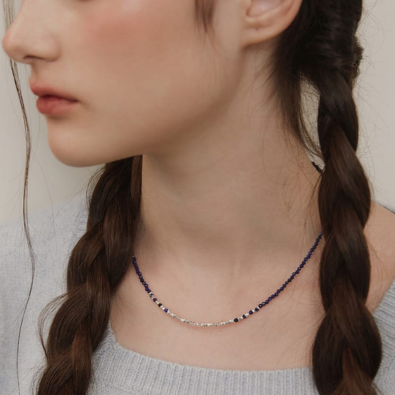 Tatiana (925 Silver) Navy Dazzle Bead Necklace NZ2439