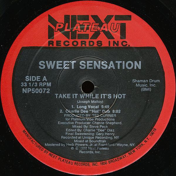 

12inch Record SWEET SENSATION Take It While Its Hot NP50072 Next Plateau Re 1988 US Dance Electronica Used