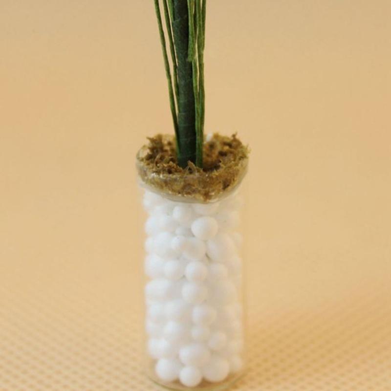 1/12 Green Banana Tree In White Bottle Miniature Dollhouse Garden Accessories