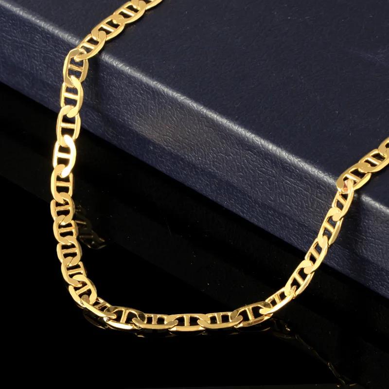925 Sterling Copper Necklace 6mm Flat Day Chain Necklace Bracelet Zircon Gifts for Men and Women 20cm/45-60cm 18K Gold