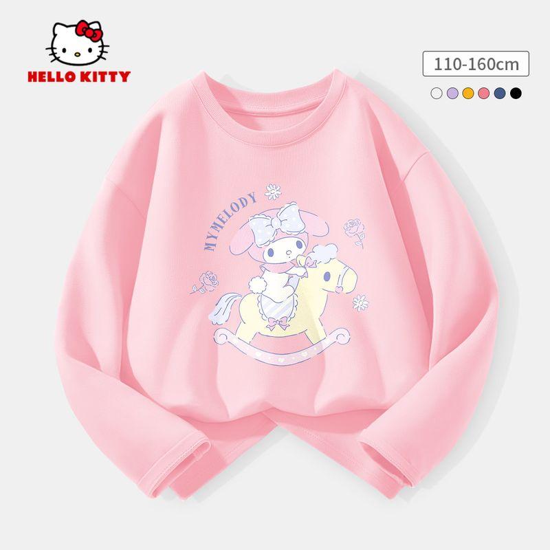 Hello Kitty Girls' Base Layer Shirt Spring 2026 New White Children's Base Layer Shirt Pure Cotton Girls' Top