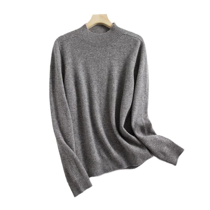 Semi-turtleneck Wool Sweater Women's 0 Solid Color Bottoming Sweater Sweater New Loose Inner Seamless Knitted Top