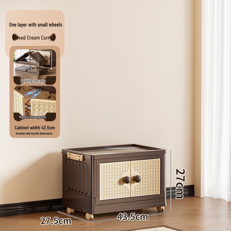 Vintage-Style Double Door Folding Storage Cabinet for Clothes