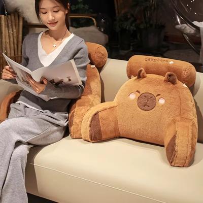 Capybara Plush Pillow Cartoon Soft Stuffed Cozy Capybara Lumbar Support Chair Seat Cushion Backrest Cushion Sofa Decor