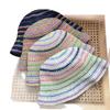 South Korea Spring And Summer Thin Handmade Knitted Fisherman'S Hat Children'S Colored Striped Basin Hat Versatile Sunscreen Shade Straw Hat
