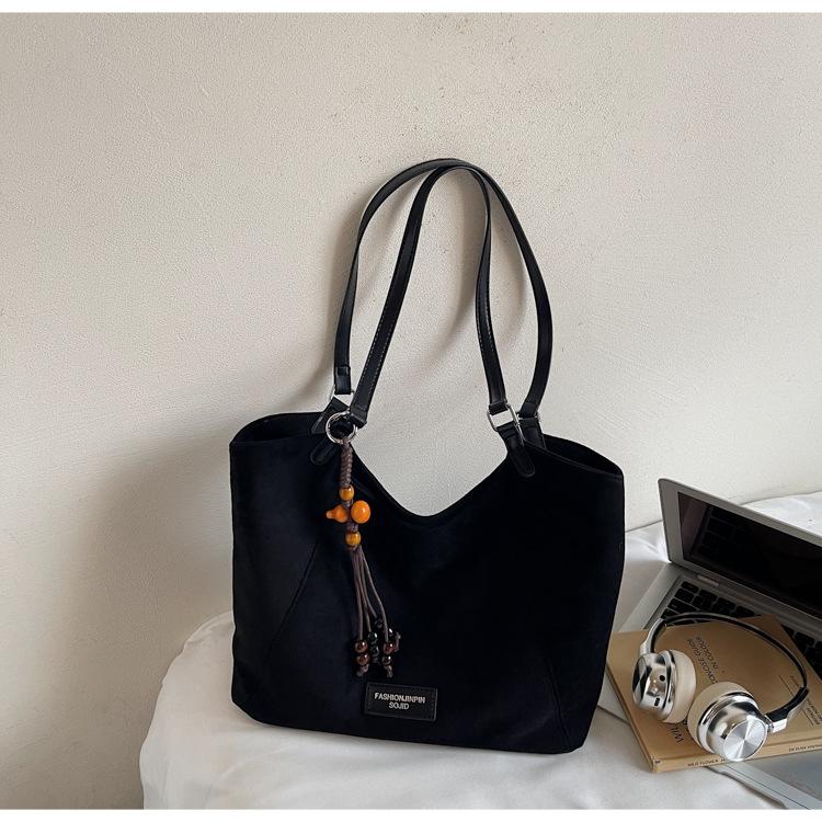 Casual large-capacity suede bag women's 2025 new retro commuter shoulder messenger bag slack tote bag