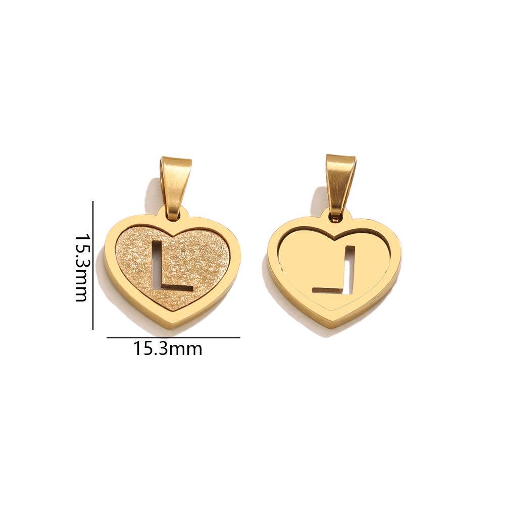 5Pcs/Bag Stainless Steel Gold-plated Heart Letter Pendant DIY Accessory Fashionable Versatile Letter Necklace Pendant