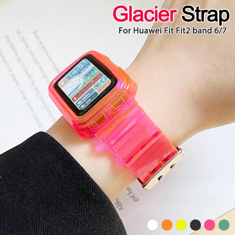 

Силиконовый ремешок + чехол для браслета Huawei 6 7 Honor band 6 прозрачный сменный браслет для браслета Huawei fit 2 Smart Watch